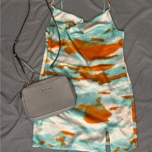 Stylish Orange and Blue Tie-Dye Dress